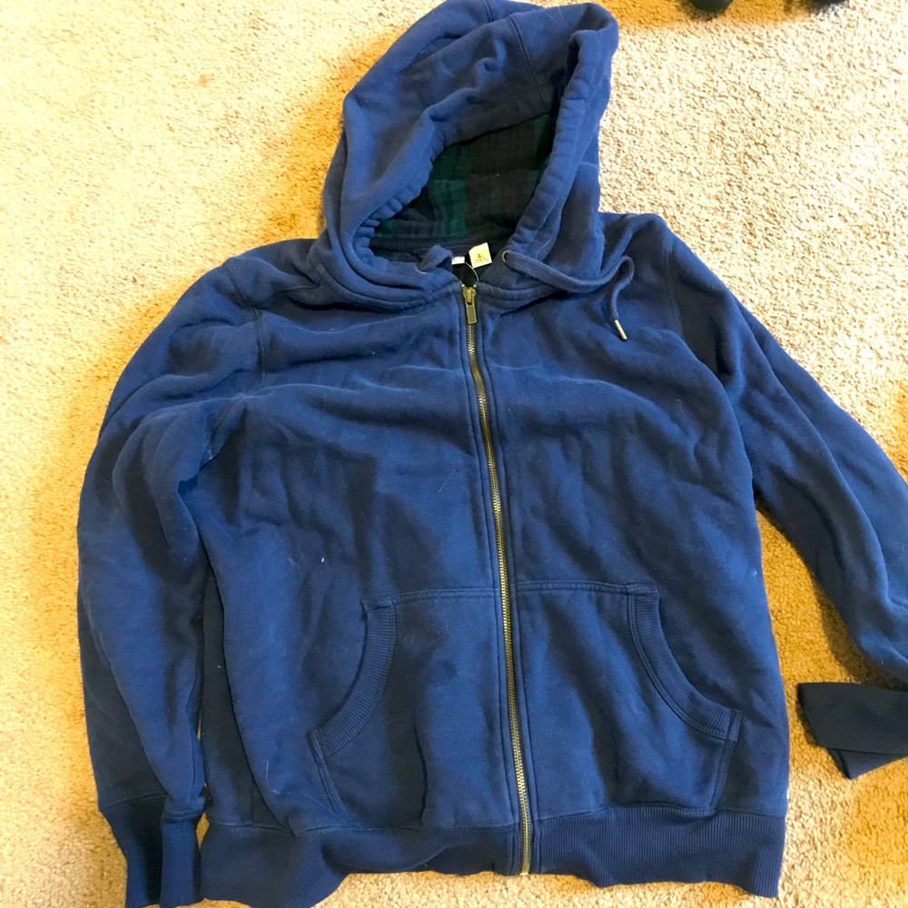 Blue LLbean zip up flannel hoodie